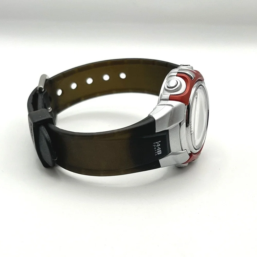 Timex 1440 Sports Digital Watch‎ Silver Red Black Resin Strap WR 50M Indiglo
